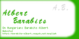 albert barabits business card